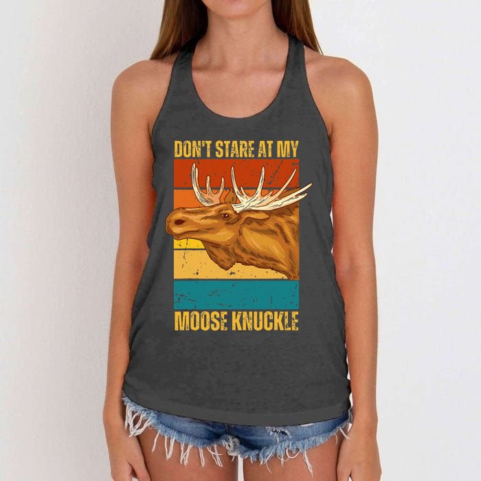 Moose DonT Stare At My Moose Knuckle Women's Knotted Racerback Tank