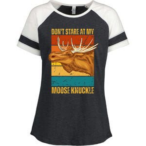 Moose DonT Stare At My Moose Knuckle Enza Ladies Jersey Colorblock Tee