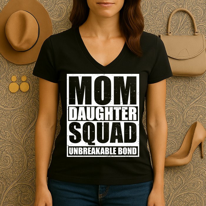 Mom Daughter Squad Unbreakable Bond Women's V-Neck T-Shirt