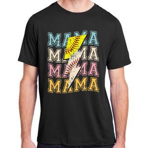 Mothers Day Softball Baseball Groovy Mom Mama Lightning Bolt Adult ChromaSoft Performance T-Shirt