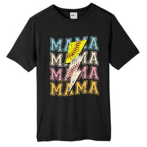 Mothers Day Softball Baseball Groovy Mom Mama Lightning Bolt Tall Fusion ChromaSoft Performance T-Shirt