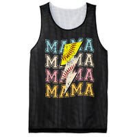 Mothers Day Softball Baseball Groovy Mom Mama Lightning Bolt Mesh Reversible Basketball Jersey Tank