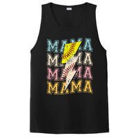 Mothers Day Softball Baseball Groovy Mom Mama Lightning Bolt PosiCharge Competitor Tank