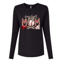 Mother's Day Softball Baseball Mom Leopard Womens Cotton Relaxed Long Sleeve T-Shirt