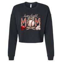 Mother's Day Softball Baseball Mom Leopard Cropped Pullover Crew