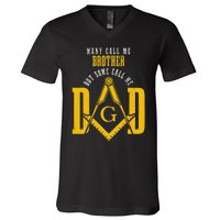 Mason Dad Square & Compass Masonic Shriner Freemason V-Neck T-Shirt