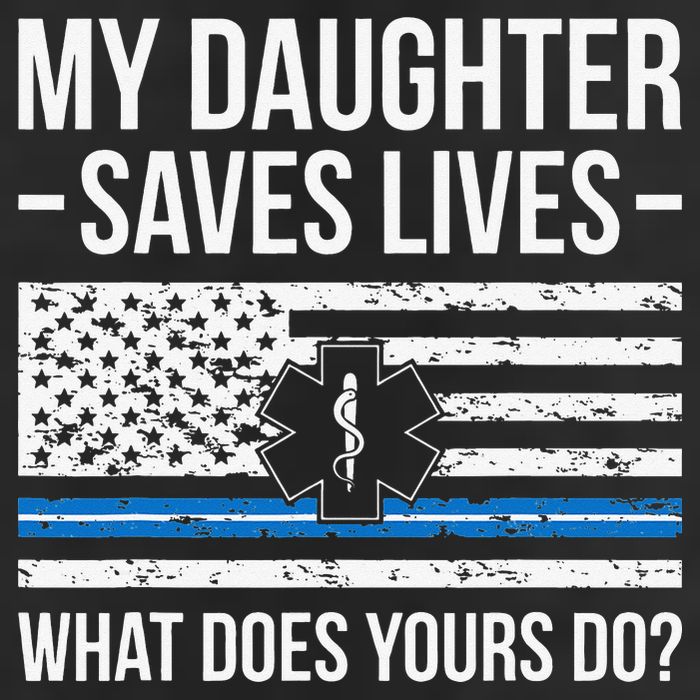My Daughter Saves Lives EMT Mom Of An EMT Mother 7 Panel Mesh Trucker Snapback Hat