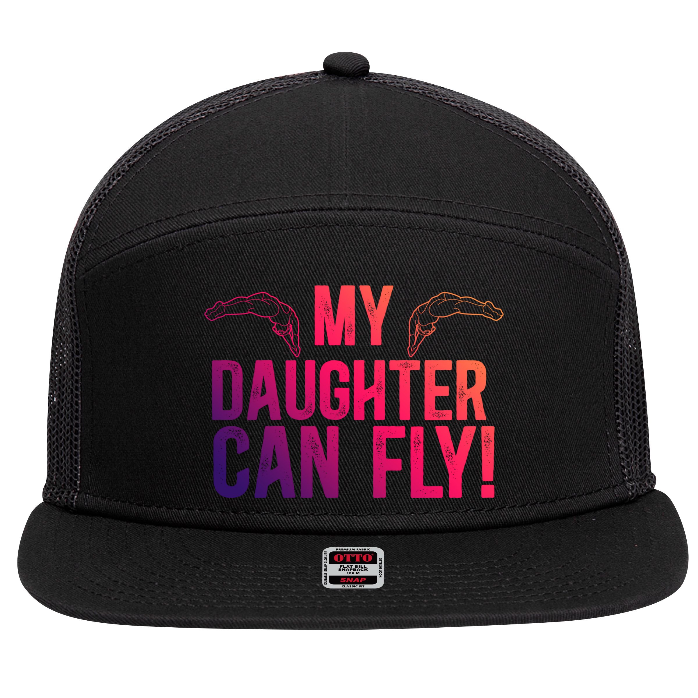 My Daughter Swim Dad Of A Swimmer Father Swimming Dad Gift 7 Panel Mesh Trucker Snapback Hat
