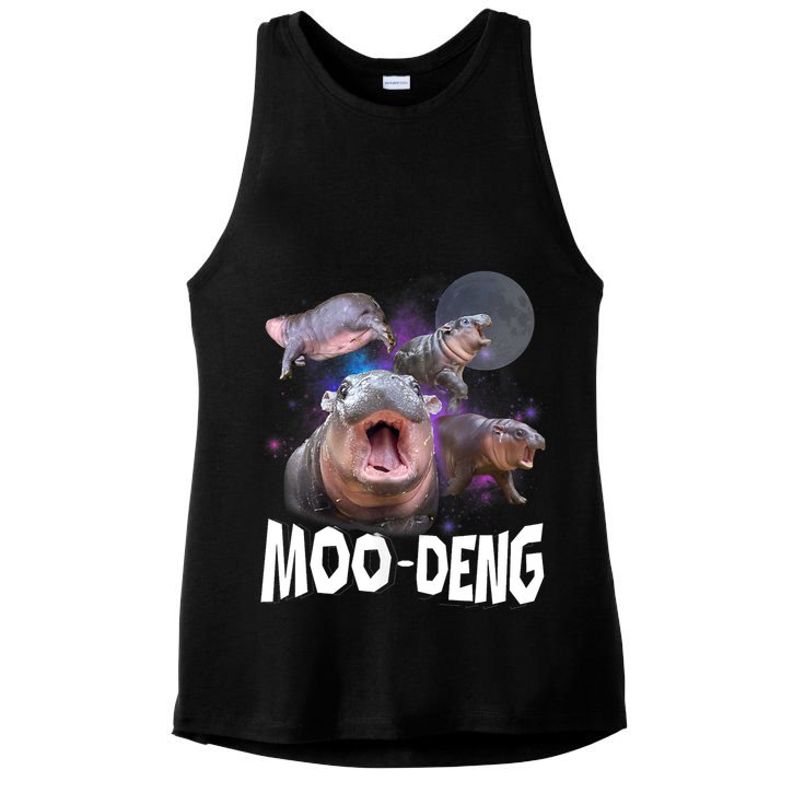 Moo Deng Space Hippo Ladies PosiCharge Tri-Blend Wicking Tank