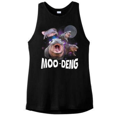 Moo Deng Space Hippo Ladies PosiCharge Tri-Blend Wicking Tank