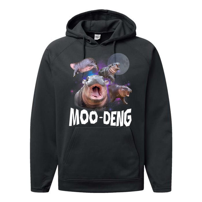 Moo Deng Space Hippo Performance Fleece Hoodie