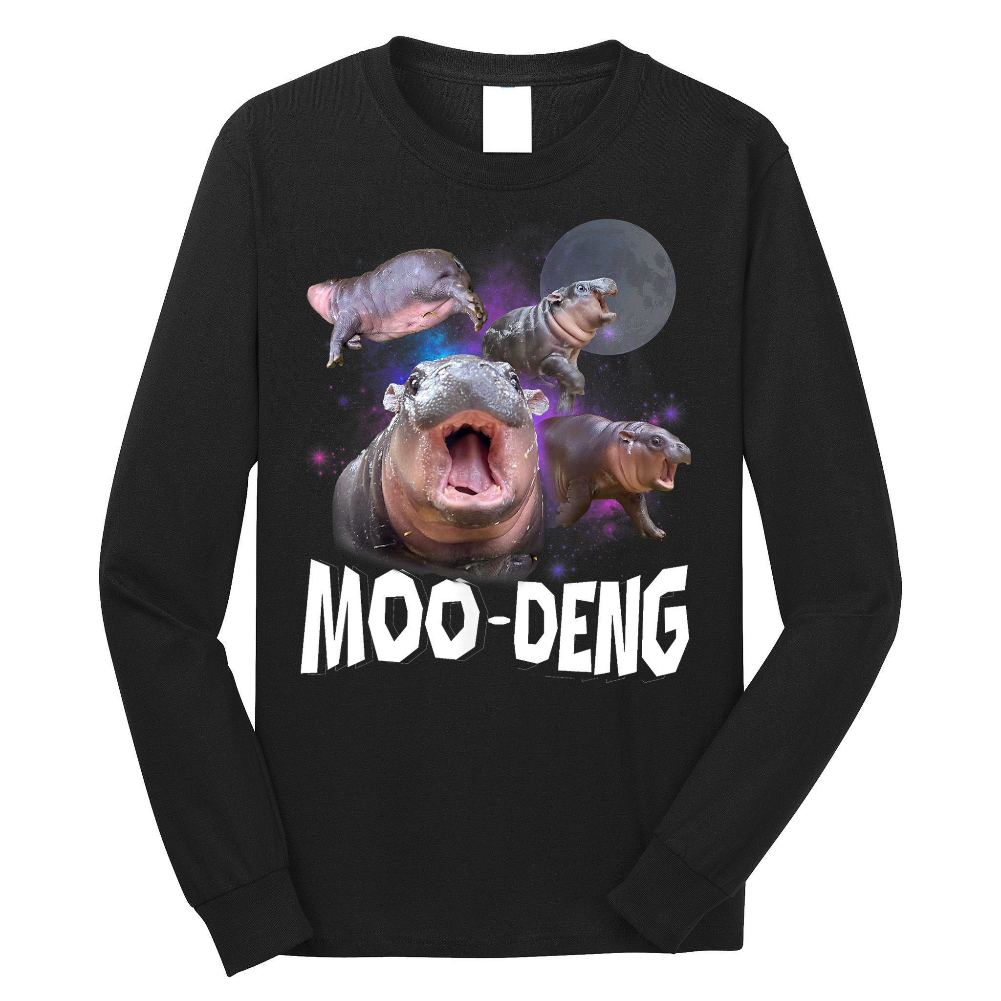 Moo Deng Space Hippo Long Sleeve Shirt