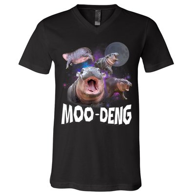 Moo Deng Space Hippo V-Neck T-Shirt