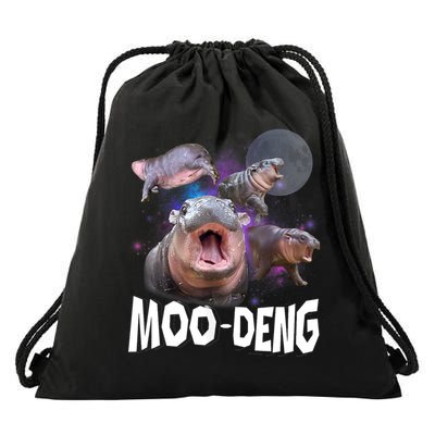 Moo Deng Space Hippo Drawstring Bag