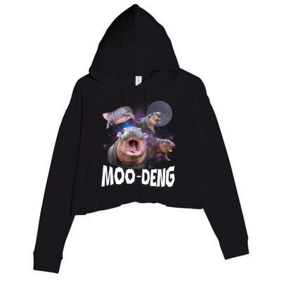 Moo Deng Space Hippo Crop Fleece Hoodie