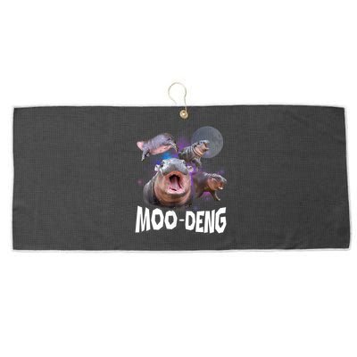 Moo Deng Space Hippo Large Microfiber Waffle Golf Towel