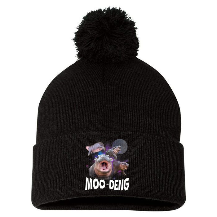 Moo Deng Space Hippo Pom Pom 12in Knit Beanie