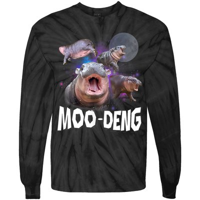 Moo Deng Space Hippo Tie-Dye Long Sleeve Shirt