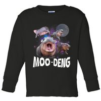 Moo Deng Space Hippo Toddler Long Sleeve Shirt