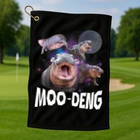 Moo Deng Space Hippo Golf Towel