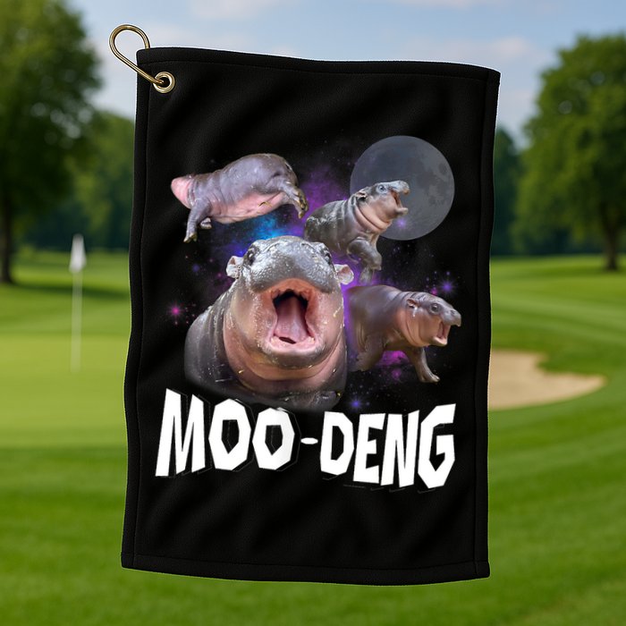 Moo Deng Space Hippo Golf Towel