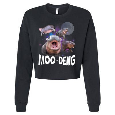 Moo Deng Space Hippo Cropped Pullover Crew