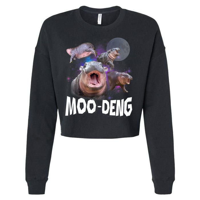 Moo Deng Space Hippo Cropped Pullover Crew