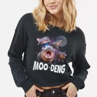 Moo Deng Space Hippo Cropped Pullover Crew