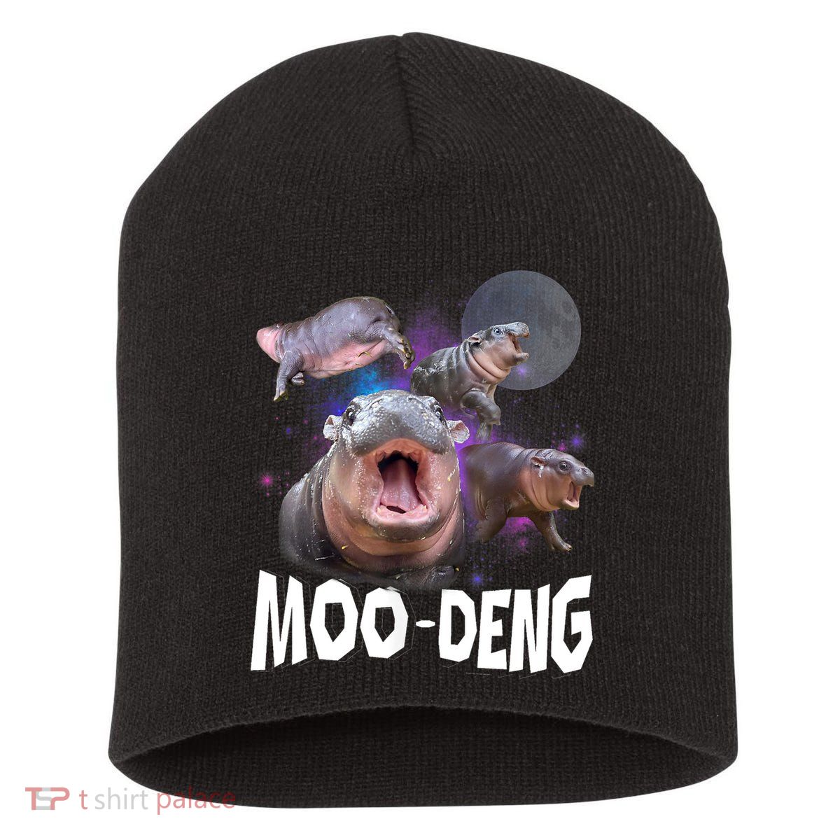 Moo Deng Space Hippo Short Acrylic Beanie