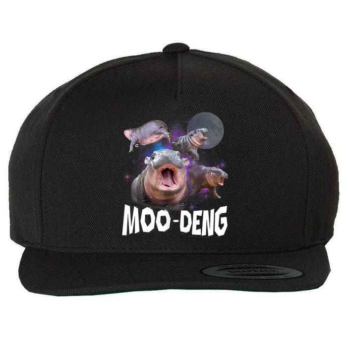 Moo Deng Space Hippo Wool Snapback Cap