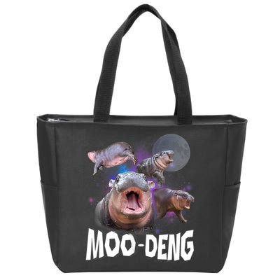 Moo Deng Space Hippo Zip Tote Bag
