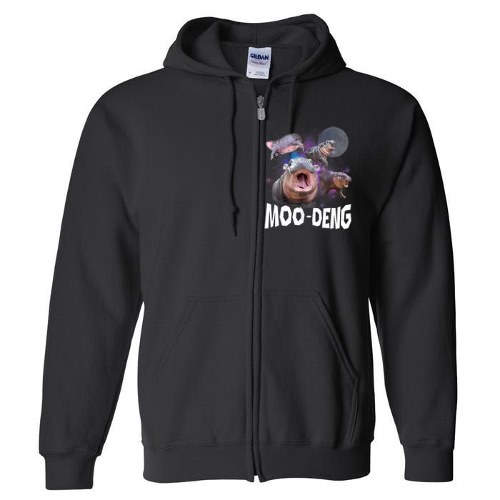 Moo Deng Space Hippo Full Zip Hoodie