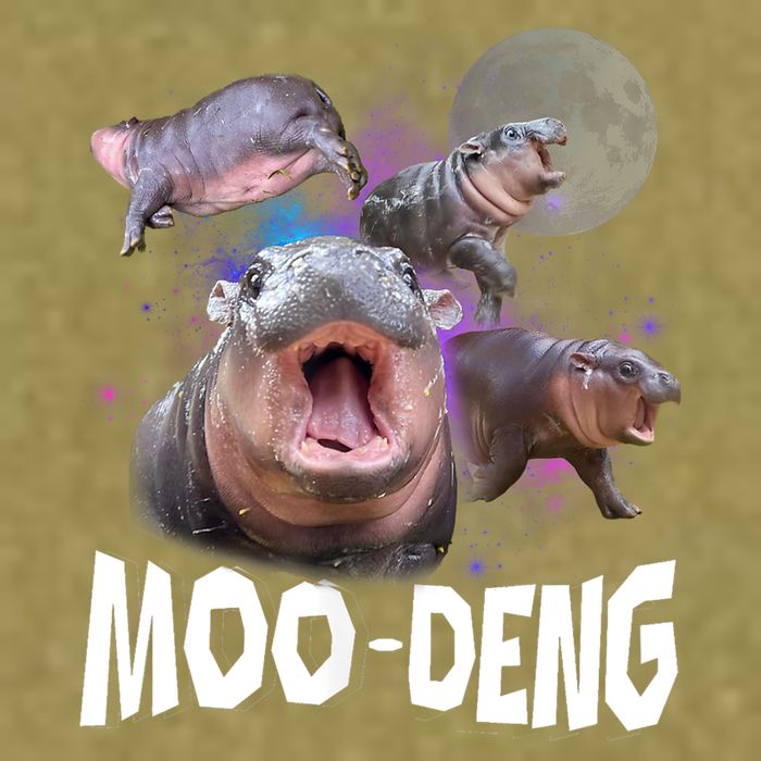 Moo Deng Space Hippo Garment-Dyed Women's Muscle Tee