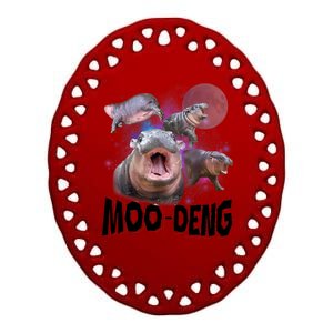 Moo Deng Space Hippo Ceramic Oval Ornament