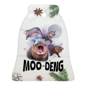 Moo Deng Space Hippo Ceramic Bell Ornament