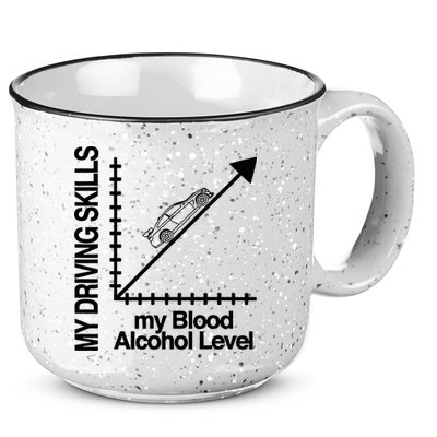 My Driving Skills My Blood Alcohol Level Funny Design 15oz Campfire Ceramic Mug