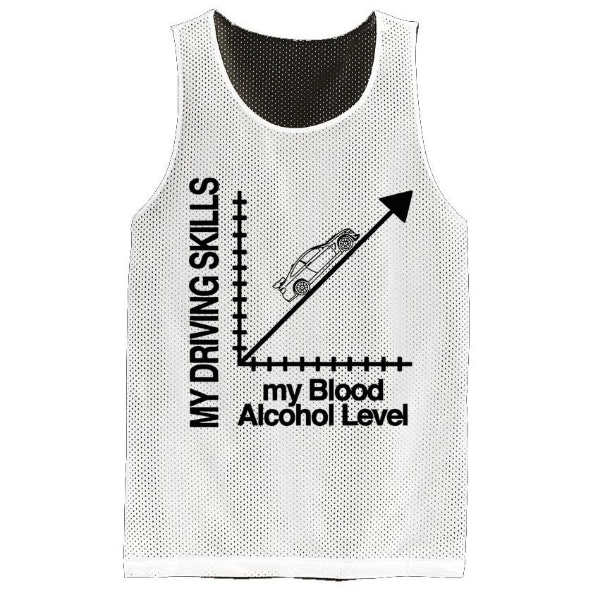 My Driving Skills My Blood Alcohol Level Funny Design Mesh Reversible Basketball Jersey Tank
