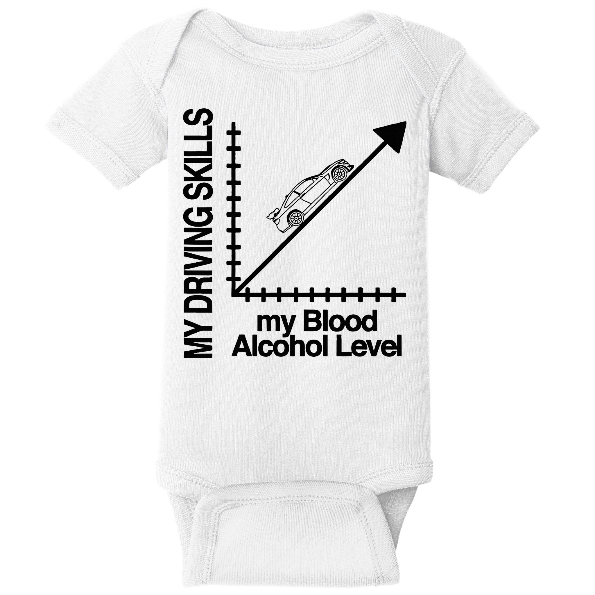 My Driving Skills My Blood Alcohol Level Funny Design Baby Bodysuit