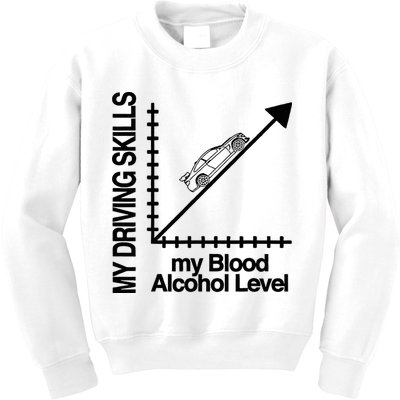 My Driving Skills My Blood Alcohol Level Funny Design Kids Sweatshirt