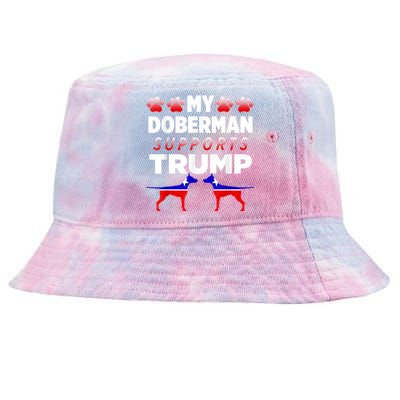 My Doberman Supports Trump 2024 Election Gift For Dog Owners Tie-Dyed Bucket Hat