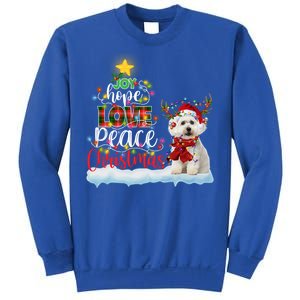 Maltese Dog Santa Hat Reindeer Costume Christmas Light Gift Sweatshirt