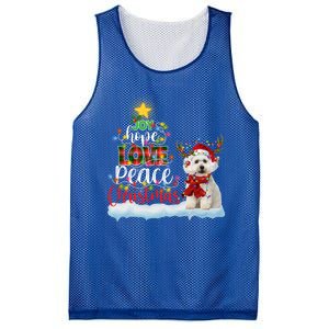 Maltese Dog Santa Hat Reindeer Costume Christmas Light Gift Mesh Reversible Basketball Jersey Tank