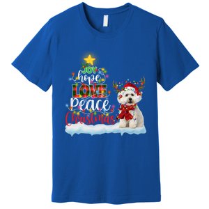 Maltese Dog Santa Hat Reindeer Costume Christmas Light Gift Premium T-Shirt