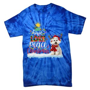 Maltese Dog Santa Hat Reindeer Costume Christmas Light Gift Tie-Dye T-Shirt