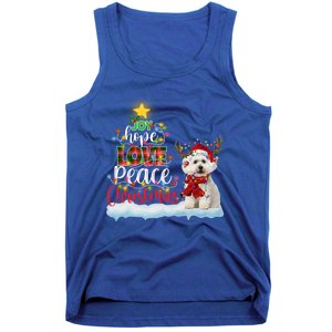 Maltese Dog Santa Hat Reindeer Costume Christmas Light Gift Tank Top