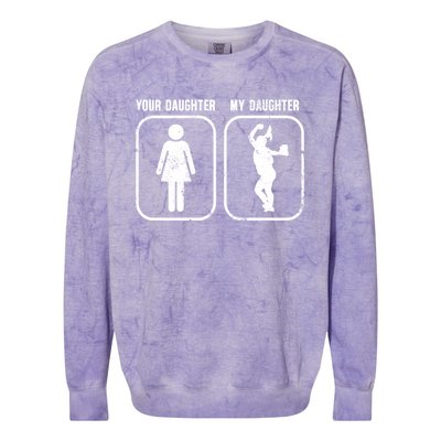 My Daughter Softball Dad Of A Softball Player Father Gift Colorblast Crewneck Sweatshirt