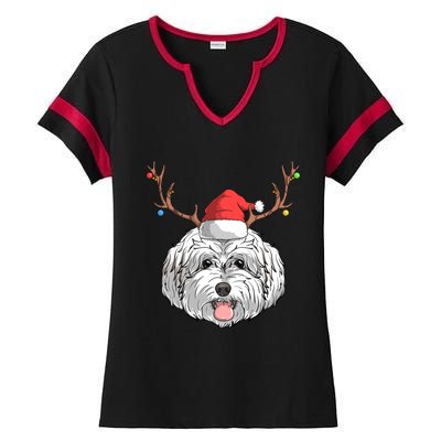 Maltipoo Dog Santa Claus Christmas Xmas Holiday Reindeer Gift Ladies Halftime Notch Neck Tee