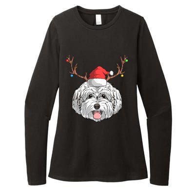 Maltipoo Dog Santa Claus Christmas Xmas Holiday Reindeer Gift Womens CVC Long Sleeve Shirt