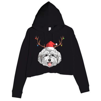 Maltipoo Dog Santa Claus Christmas Xmas Holiday Reindeer Gift Crop Fleece Hoodie