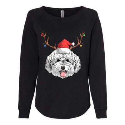 Maltipoo Dog Santa Claus Christmas Xmas Holiday Reindeer Gift Womens California Wash Sweatshirt